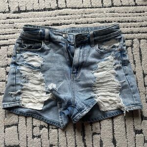 American Eagle Outfitters Blue Distressed Jean Shorts